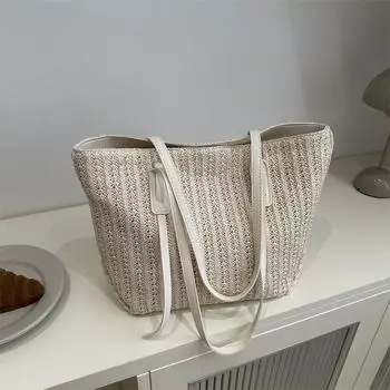 Простая сумка через плечо, модная летняя сумка из соломы, большая вместимость, женская новая сумка в корейском стиле, сумка-тоут