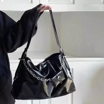 Простая сумка через плечо, модная сумка через плечо большой емкости чёрный