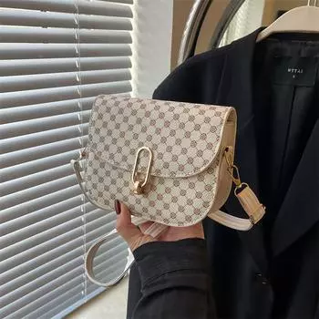 Простая сумка через плечо с принтом в горошек, модная текстура, нишевая, новая однотонная женская сумка через плечо с вышивкой в виде ромба чёрный