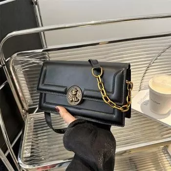 Простая сумка через плечо в иностранном стиле, повседневная модная сумка-мессенджер, модная новинка 2024 года, ретро-нишевая сумка под мышкой чёрный