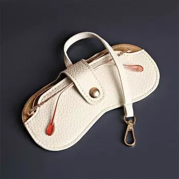 Простая сумка для очков Мягкая кожаная модная сумка для солнцезащитных очков Кожаная защитная крышка для очков Крайняя плоть 16*7cm белый