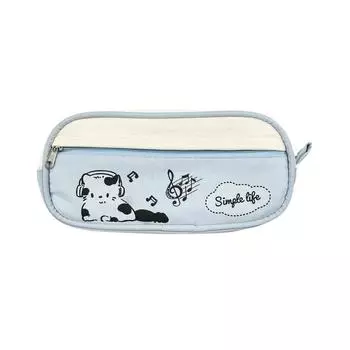 Простая сумка для ручек Music Kitten Draw String Студенческий уровень внешнего вида Большая вместительная сумка для канцелярских принадлежностей Симпатичная многослойная сумка для ручек с героями мультфильмов