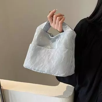 Простая сумка для женщин, нейлоновая сумка на плечо, модная маленькая сумка с ручкой, дизайнерская сумка через плечо, повседневная женская сумка для покупок, ручная сумка серебряный