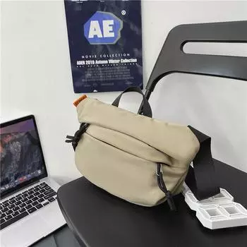 Простая сумка-мессенджер мужская спортивная мужская сумка большая вместительная нагрудная сумка повседневная японская сумка через плечо однотонный рюкзак чёрный