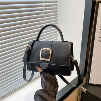 Простая сумка, модная повседневная сумка-мессенджер в иностранном стиле, маленькая квадратная сумка 2024 года, летняя простая переносная сумка через плечо с диагональным ремнем чёрный