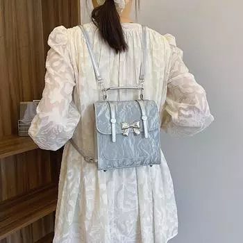 Простая сумка-рюкзак для девочек, сумка-рюкзак для женщин, новинка лета 2024 года, модный маленький рюкзак для студентов чёрный