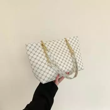 Простая сумка-тоут, большая вместительная сумка для женщин, новый стиль, женская сумка, модная сумка на плечо в стиле ретро с цепочкой