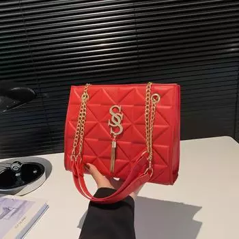 Простая сумка-тоут для женщин 2024 года, модная сумка через плечо для женщин с надписью tide letter, большая вместительная сумка для поездок на работу чёрный