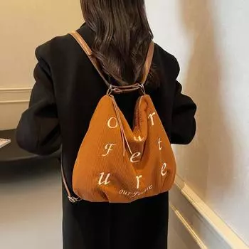 Простая сумка-тоут с буквенным принтом, высококачественная, вместительная многоцелевая сумка, женская осенне-зимняя универсальная сумка через плечо для поездок на работу бежевый