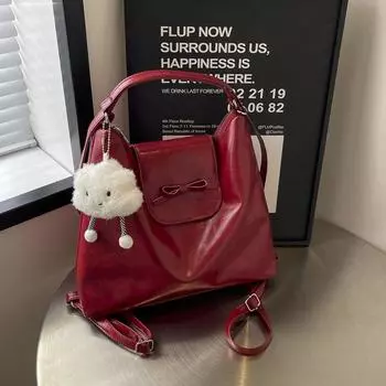 Простая сумка-тоут женская летняя новинка 2024 года, простой модный рюкзак женская модная простая сумка через плечо большой вместимости Without pendant чёрный