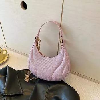 Простая сумка в иностранном стиле, летняя новая сумка 2024 года, женская повседневная сумка в корейском стиле, сумка через плечо в стиле ретро с полумесяцем чёрный