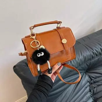 Простая сумка в стиле колледжа, женская, осень 2024, новая модная повседневная сумка через плечо, корейская версия, простая маленькая квадратная сумка чёрный