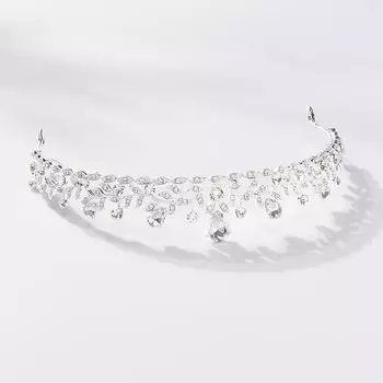 Простая свадебная маленькая корона в корейском стиле, аксессуары для волос из сплава, инкрустированные стразами и листьями