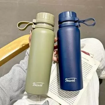 Простая термокружка большой емкости для мужчин и женщин, красивая портативная чашка для воды из нержавеющей стали с отделением для чая 650 ml