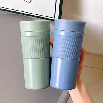 Простая термокружка для женщин, элегантная чайная чашка с отделением для чая, портативная студенческая чашка из нержавеющей стали 420ml