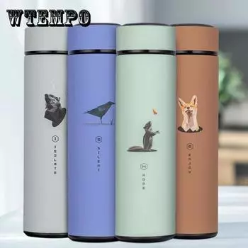 Простая термос с животным принтом из нержавеющей стали 304, бутылка для воды для кофе, чая, 500 мл, домашняя чашка для воды