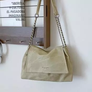 Простая текстура и модная цепочка наплечная сумка женская весенняя универсальная сумка-мессенджер маленькая квадратная сумка женская бежевый