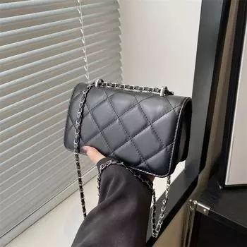 Простая текстура, однотонная ромбовидная вышитая нитью маленькая сумка женская весенняя универсальная сумка-мессенджер для женщин коричневый