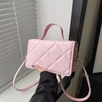 Простая текстура ромбовидной однотонной сумки 2024 года, новая весна, универсальная сумка-мессенджер через плечо, маленькая квадратная сумка для женщин чёрный