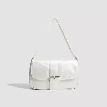 Простая текстурированная сумка на одно плечо для женщин, повседневная, универсальная, с пряжкой на пояс, для поездок на работу, с откидной крышкой, почтовый ящик