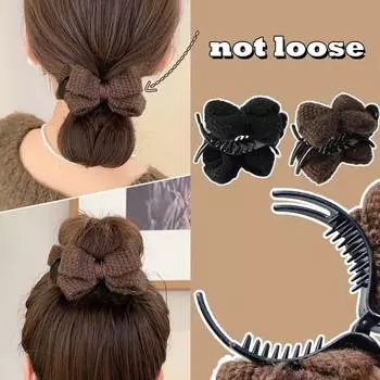 Простая тканевая заколка-бантик для волос, милая темпераментная заколка для волос, заколка-краб, головной убор, заколка для волос, аксессуар для волос для женщин чёрный