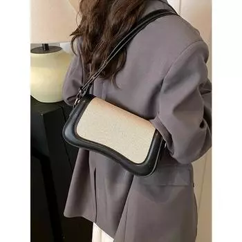 Простая универсальная сумка через плечо с клапаном для женщин, контрастного цвета, из искусственной кожи, с застежкой-молнией, женская сумка для поездок на работу