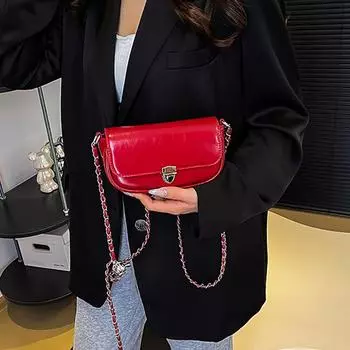 Простая универсальная сумка на цепочке для женщин, корейский модный тренд, красные маленькие квадратные сумки, летние повседневные сумки-мессенджеры высокого класса