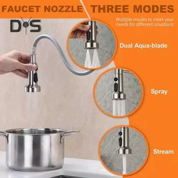 Простая установка. Распылительная головка для крана. Металлическая насадка. Эффективная распылительная головка для воды. Многофункциональный адаптер. серебряный