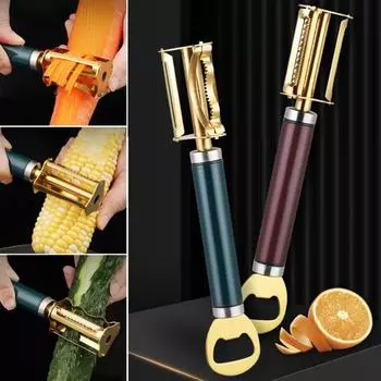 Простая в эксплуатации картофелечистка с нескользящей ручкой, прочный ручной строгальный станок для кукурузы 4-в-1, открывалка для бутылок вина