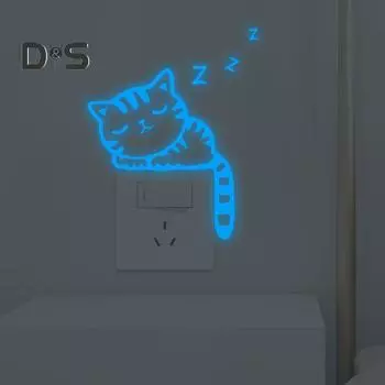Простая в использовании наклейка с мультяшным переключателем, не выцветающая, уникальные настенные художественные наклейки, наклейка на переключатель синий