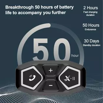 Простая в управлении мотоциклетная Bluetooth-гарнитура X-11 с голосовым помощником в одно касание, аккумулятором на 50 ч, водонепроницаемой конструкцией для всех шлемов синий