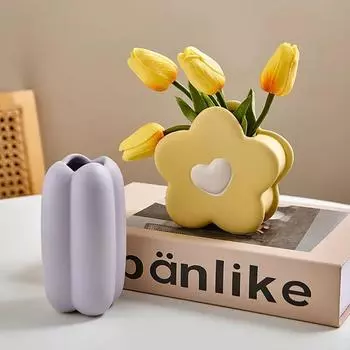 Простая ваза для цветов Morandi Design для композиции из сухих цветов, ваза для домашнего декора, керамические изделия, украшение стола, комнаты, декоративные