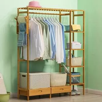 Простая вешалка для одежды от пола до потолка для гостиной, спальни, детской одежды, вешалка для шляп из цельного дерева, креативная вешалка для одежды