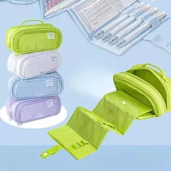 Простая выдвижная сумка для карандашей, высококачественная и вместительная сумка для хранения канцелярских принадлежностей для студентов синий