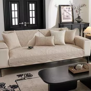 Простая вышивка стеганый хлопковый чехол для дивана 3-4 местный нескользящий чехол для гостиной диван-кровать на все сезоны 70x70cm 1pc