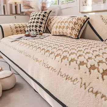 Простая высококачественная плюшевая диванная подушка с рисунком «гусиная лапка», нескользящая, универсальная, пыленепроницаемая подушка, универсальный чехол 70x70