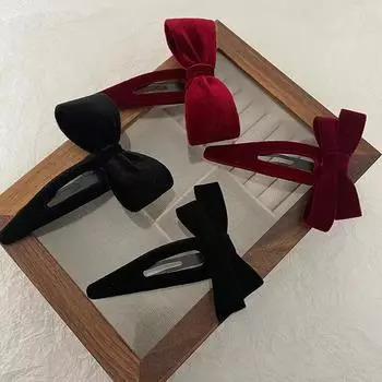 Простая заколка-бабочка BB, винно-красная, новогодняя заколка для волос, осенне-зимняя, боковая заколка, новая заколка для челки, заколка для волос Single red
