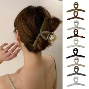 Простая заколка для волос с перекрещивающимися зубцами, желе, прозрачная большая заколка, крабовый коготь для волос, пластиковая заколка для волос для ванны, аксессуары для волос