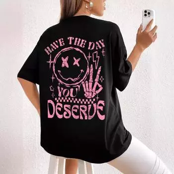 Простая женская футболка с принтом в виде букв, хлопковая футболка, спортивная одежда из мягкого хлопка, свободная футболка большого размера S