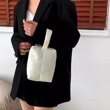 Простая женская стеганая сумка для хранения косметики, хлопковая косметичка-клатч на молнии, однотонная, маленькая косметичка 14x7.5x18.5cm чёрный