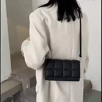 Простая женская сумка через плечо из искусственной кожи в клетку, маленькая квадратная сумочка через плечо 20.5*7*12cm белый