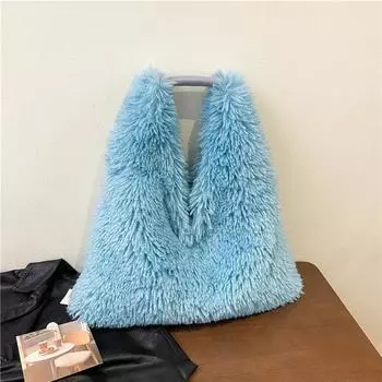 Простая женская сумка через плечо из меха, большая вместимость, повседневные сумки, универсальная сумка, новые стили