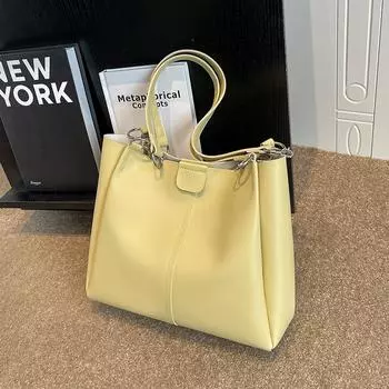 Простая женская сумка Commuter большой емкости, весенняя новая мода, сумки на ремне с цепочками, повседневные универсальные сумки-тоуты, тренд (30cm<Max Length<50cm)