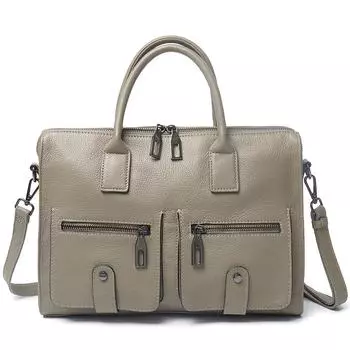 Простая женская сумка для офиса из коровьей кожи с узором «капля» и первым слоем, кожаный портфель большой вместимости