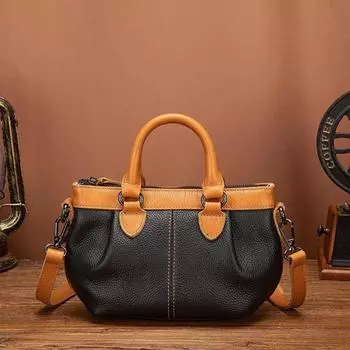 Простая женская сумка из натуральной кожи Johnature, универсальные однотонные сумки из мягкой натуральной яловой кожи на плечо и через плечо чёрный