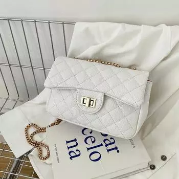 Простая женская сумка, новая европейская и американская ретро-сумка с квадратным ромбом 2024 года, модная простая атмосфера, модная сумка через плечо белый