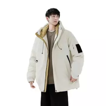 Простая зимняя новая популярная куртка-пуховик в корейском стиле, свободная мужская и женская, утолщенная теплая куртка того же стиля M