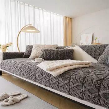 Простая зимняя подушка для дивана, плюшевая подушка, чехол для подушки, полотенце, чехол для дивана, противоскользящее утолщение 70x70cm 1pc