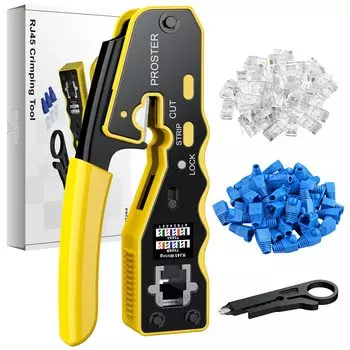 Proster RJ45 обжимной инструмент CAT6A CAT6 CAT5E совместимый тип проникновения обжимной инструмент обжимные клещи совместимые с разъемом RJ45 50 шт. проникновение