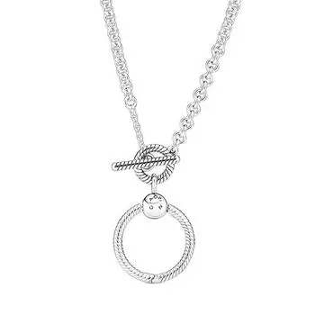 Просто и качественно 1 :1 День матери Серебряный S925 Двойной Кулон Любовная Буква O Т-образной Формы Ожерелье Для Женщин